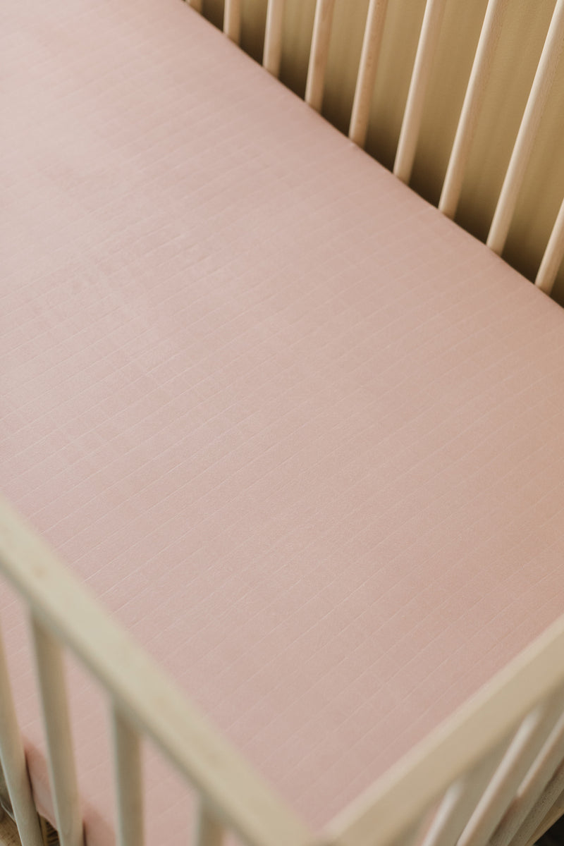 Pink muslin best sale crib sheet
