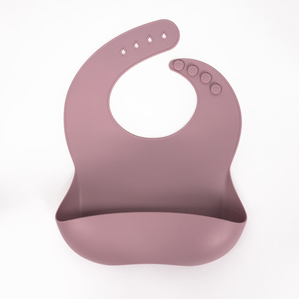 safety tested silicone bib in mauve shipping from canada